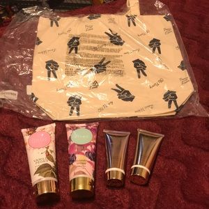 Brand New Tote bag with 4 brand new lotions